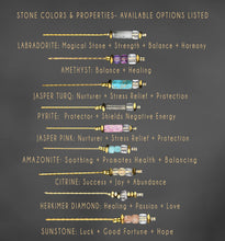 Load image into Gallery viewer, Double Hoop w/ Semi Precious Chain Drop Earrings: Herkimer Diamond
