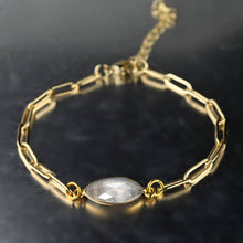 Load image into Gallery viewer, Paperclip Chain Bracelet with Semi Precious (Golden Rutile)
