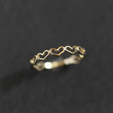 Load image into Gallery viewer, S925 Silver 14k Gold Plated Hollow Heart Shape Ring: Yellow Gold

