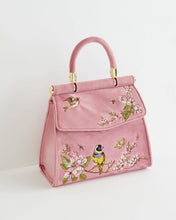 Load image into Gallery viewer, Morning Song Bird Embroidered Mini Pink Tote
