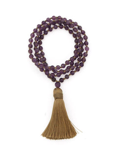 Knotted Gemstone Mala with 108 Amethyst Beads