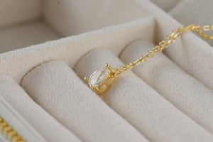Sterling Silver Diamond Necklace - Gold Vermeil CZ Necklace: Pear / Gold