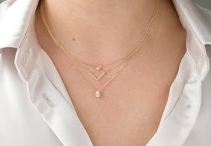 Sterling Silver Diamond Necklace - Gold Vermeil CZ Necklace: Solitaire / Gold
