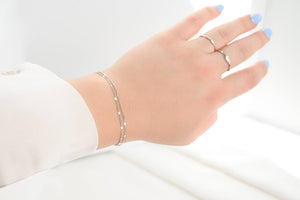 Dainty Sequin Bracelet - Layered Sterling Silver Bracelet: Yellow Gold / Duo Chain / Stainless Steel