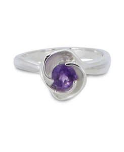 Tranquility Swirl Amethyst Sterling Silver Floral Ring: Size 9