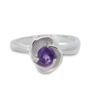 Load image into Gallery viewer, Tranquility Swirl Amethyst Sterling Silver Floral Ring: Size 7
