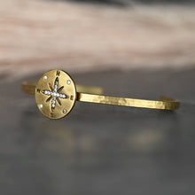 Load image into Gallery viewer, Delicate Brass Cuff w/ Compass and Stones
