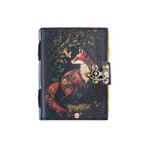 Load image into Gallery viewer, Traveler Leather Journal Vintage Pages with Wolf Print
