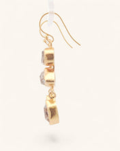Load image into Gallery viewer, Triple Herkimer Quartz Gold-Plated Drop Earrings
