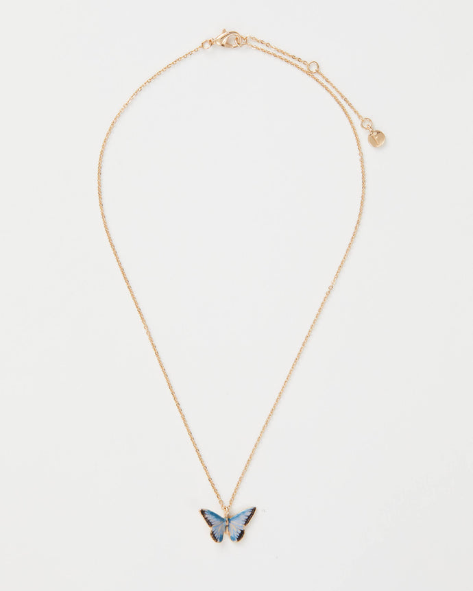 Enamel Blue Butterfly Short Necklace - Perfect for Gifting