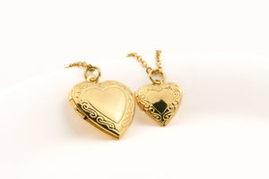 Heart Locket Necklace - Vintage Style Locket Heart Pendant: Small (15x17mm) / Gold / 20"