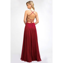 Load image into Gallery viewer, BEADED BODICE A-LINE CHIFFON EVENING PROM DRESS: BURGUNDY / S
