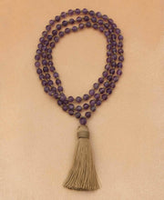 Load image into Gallery viewer, Knotted Gemstone Mala with 108 Amethyst Beads
