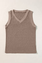 Load image into Gallery viewer, Ribbed Trim V-Neck Tank Top: Simply Taupe
