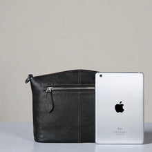 Load image into Gallery viewer, Genuine Leather Black Purse with Multi-Pockets Vintage Satchel Bag
