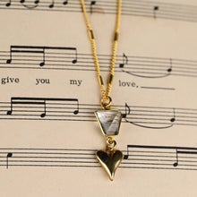 Load image into Gallery viewer, Brass Sculptured Heart w/ Crystal Quartz Necklace: 16 + Extender
