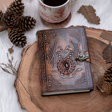 Load image into Gallery viewer, Leather Notebook with Stone Dragon Embossed Travel Journal 
