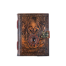 Load image into Gallery viewer, Leather Notebook with Stone Dragon Embossed Travel Journal 
