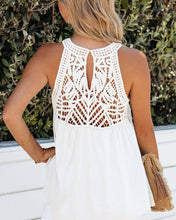 Load image into Gallery viewer, Crochet Lace Sleeveless Babydoll Top: White
