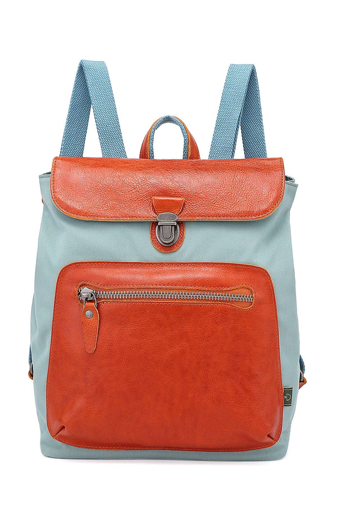 Valley Trail Coated Canvas Backpack: Aqua