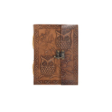 Load image into Gallery viewer, Owl Embossed Leather diary with 200 Handmade pages
