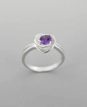 Load image into Gallery viewer, Tranquility Swirl Amethyst Sterling Silver Floral Ring: Size 9
