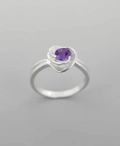 Tranquility Swirl Amethyst Sterling Silver Floral Ring: Size 7