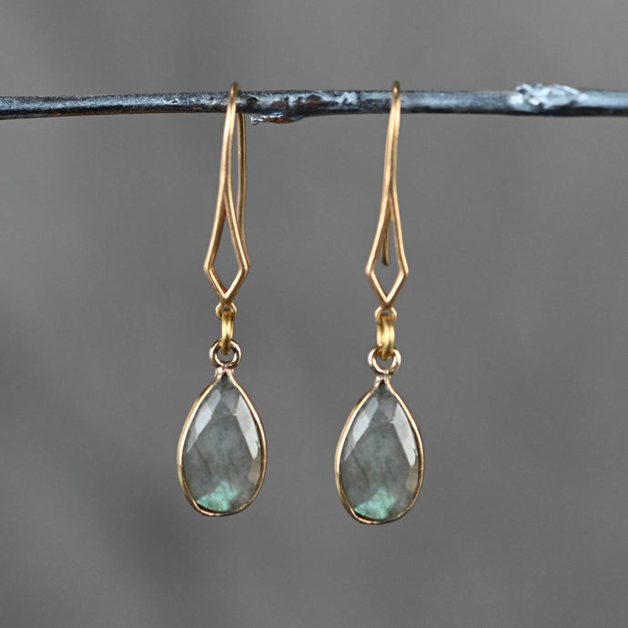 Diamond Hook w/ Semi Precious Tear Drop: Amazonite
