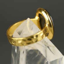 Load image into Gallery viewer, Amethyst Oval Ring on a Hand Hammered Golden Band
