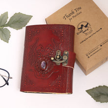Load image into Gallery viewer, Leather Journal with Stone Dragon Embossed Travel Journal 
