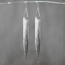 Load image into Gallery viewer, Super Dramatic Mermaid Shimmer Earrings: Rhodium Plated

