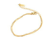 Load image into Gallery viewer, Dainty Sequin Bracelet - Layered Sterling Silver Bracelet: Yellow Gold / Duo Chain / Stainless Steel

