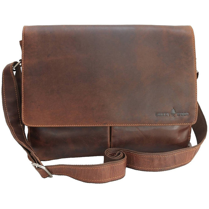 Leather Shoulder Laptop Bag Gent - Sandal