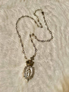 Bronze Pearl Crown Mary Gypsy Necklace