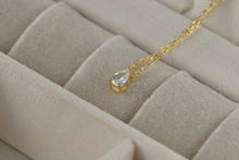Load image into Gallery viewer, Sterling Silver Diamond Necklace - Gold Vermeil CZ Necklace: Solitaire / Gold
