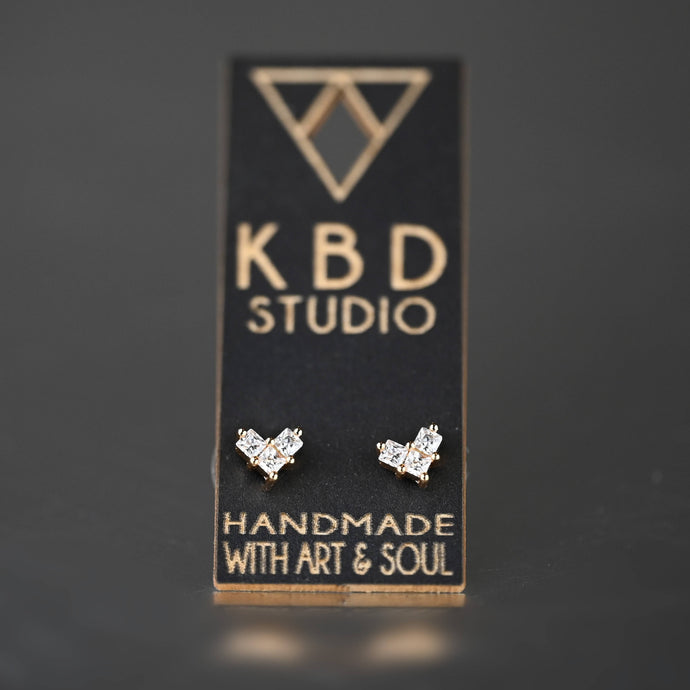Small Crystal Stone Heart Studs