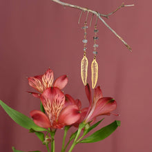 Load image into Gallery viewer, Leaf w / 4 Herkimer Diamond Earrings
