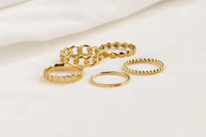 Dainty Gold Rings - Waterproof 18k Gold Stackable Rings: Mirror Link / 8