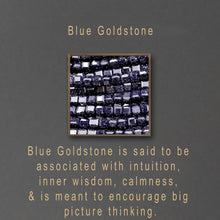 Load image into Gallery viewer, 50mm Gold Plated Hoops w/ Blue Goldstone &amp; Smoky Q Earrings
