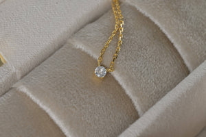 Sterling Silver Diamond Necklace - Gold Vermeil CZ Necklace: Pave V / Gold
