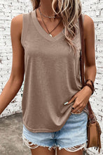 Load image into Gallery viewer, Ribbed Trim V-Neck Tank Top: Simply Taupe
