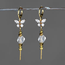 Load image into Gallery viewer, Crystal Butterfly w/ Semi Precious Crystal Quartz Stick Drop: Crystal
