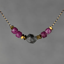Load image into Gallery viewer, Semi Precious Star Cut and Cube Combo Short Necklace: 16” + Extender / Smoky Quartz &amp; Citrine
