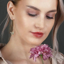 Load image into Gallery viewer, Long Wire w/ Pave Butterfly Earrings
