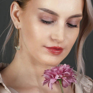 Long Wire w/ Pave Butterfly Earrings