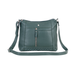 Elegant Leather Crossbody Bag Tressa – Stylish & Functional: Sea Green