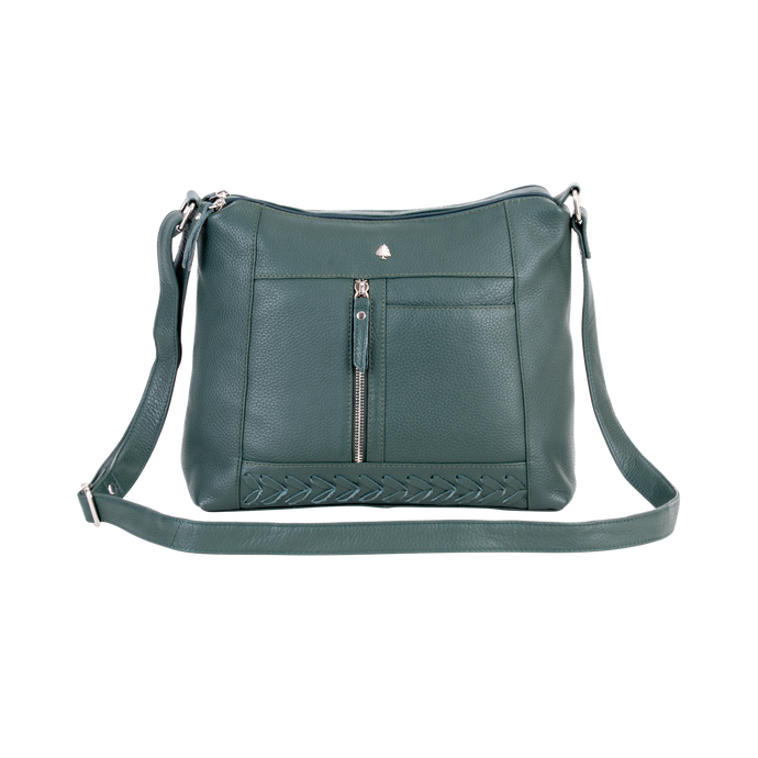 Elegant Leather Crossbody Bag Tressa – Stylish & Functional: Sea Green