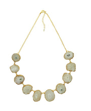 Load image into Gallery viewer, Natural White Agate Statement Necklace with Gold-Plated Brass
