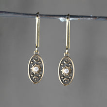 Load image into Gallery viewer, Vintage Cast Sun &amp; Moon w/Semi Precious Stick Option Earring: ** No Semi Precious Drop
