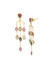 Load image into Gallery viewer, Multi-Color Tourmaline Chandelier Earrings

